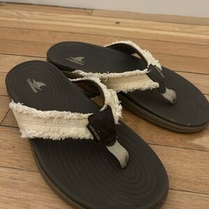 Men's Brown and Tan Flip-Flops
